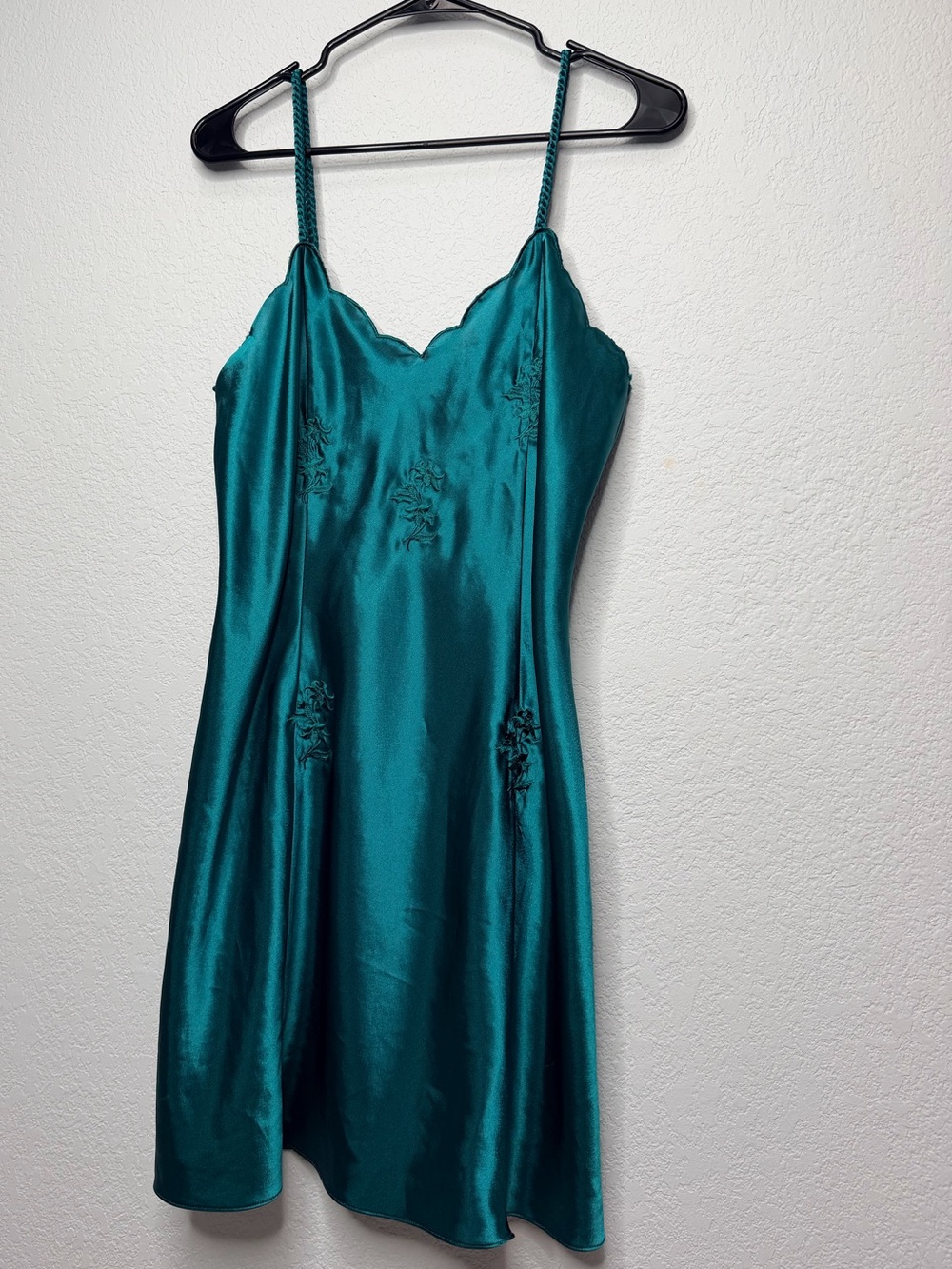 Vintage Lord & Taylor Exclusively For You Teal Satin Slip Dress M Y2K 90s